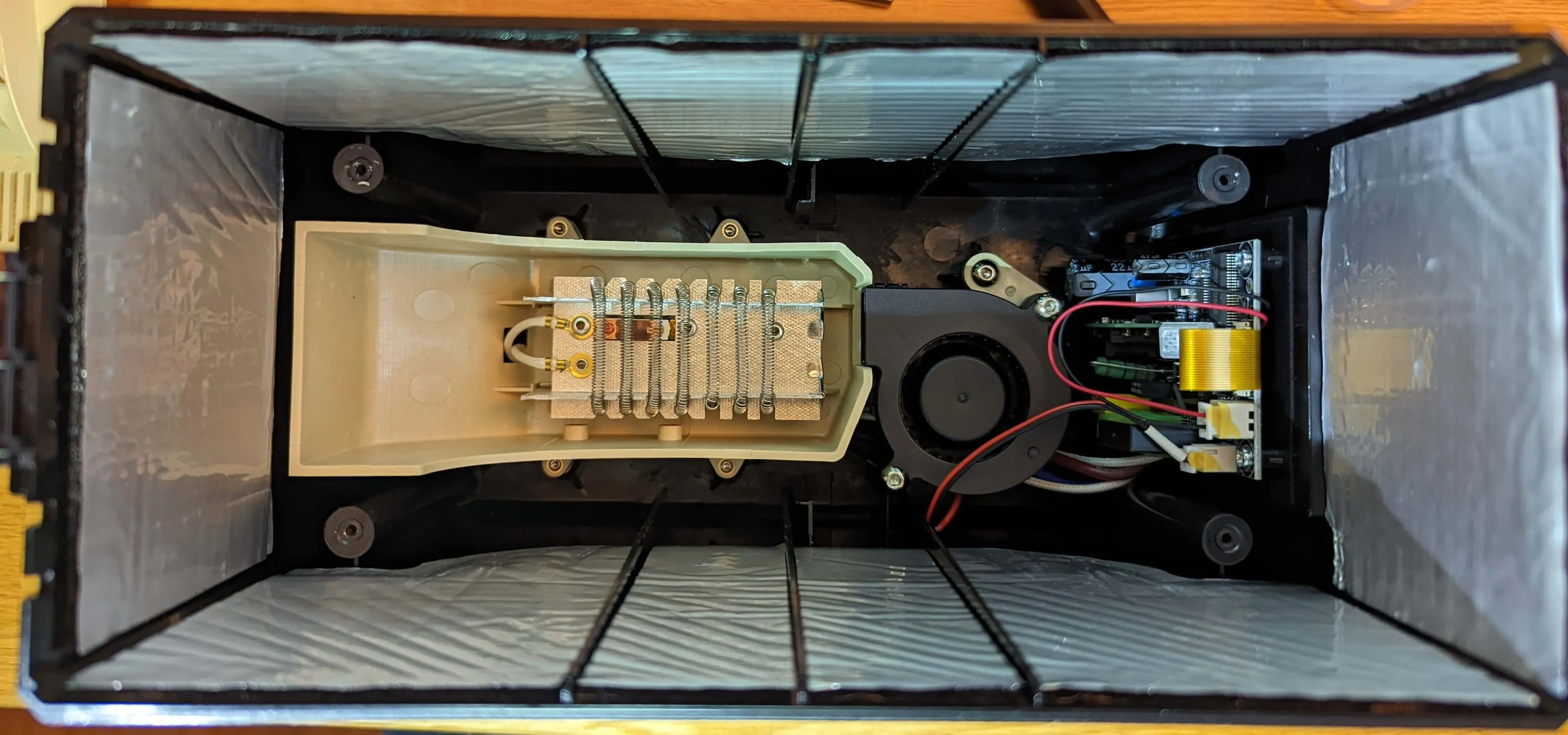 A photograph of the inner contents of the dryer
